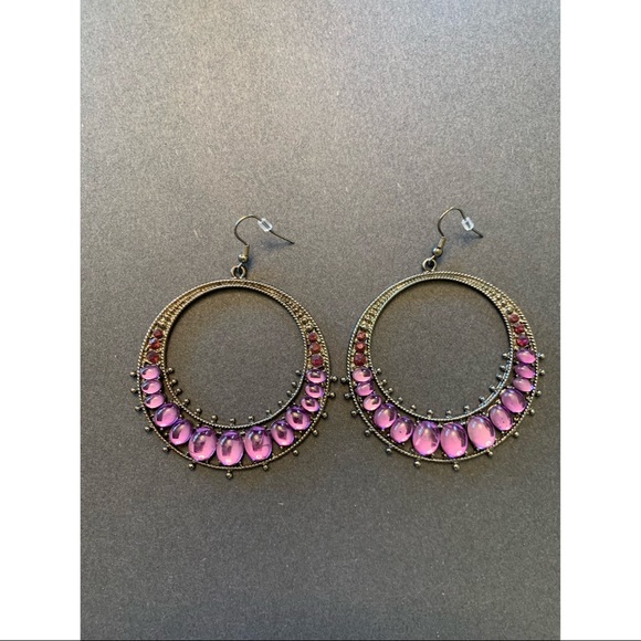 Jewelry - Purple Gem 2” Hoops
